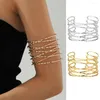 Link Bracelets Women Arm Ring Stylish Multi-layered Cuff Jewelry For Adjustable Open Design Hollow Out Detail Polished Girls