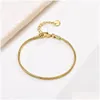 Kette Neue Punk -Mode 1,5mm Schlangenknochenarmband für Frauen goldene Farbe 14K Gelbgold Armbänder weibliche Schmuck Weihnachtsgeschenk Drop d DHPBQ