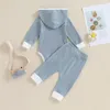 Kleidungsstücke Babyhosen Set Kontrastfarbe Langarm mit Kapuze mit Kapuze mit Herbstoutfit für Mädchen Jungen