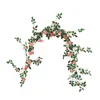 Kwiaty dekoracyjne rattan sztuczny wiszący girland sufit 1,8 m dzikiej róży łuk ślubny jedwabny tkanin