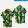 Mäns casual skjortor blusar 3d tryck frukt ananas skjorta man mode korta ärmar knappen lapel streetwear överdimensionerade strandkläder 24416