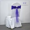 10pcs50pcs Ready Made Spandex Wedding Chair Sashes With Organza Tie Elastic Stretch Bow Party Event Band Decoration 240407