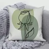 Pillow Nordic Medieval Farmhouse Flower Leaf Cover Line Drawing Floral Pillowcase Decoration