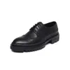 Sapatos casuais estilo coreano masculino vestido formal de casamento esculpido brogo preto calçado de couro natural calçado calçados de plataforma