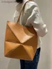 女性の高品質のLoeweelryデザイナーバッグシンプルなパズル折りたたみ式バッグカウハイドパーティーバッグ毎日のハンドバッグオリジナルブランドロゴ