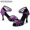 Dance Shoes WUXIJIAO Blue Flash Latin Ladies Soft-soled Indoor Party Performance Ballroom