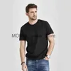 Men's T-Shirts Commercial cotton short sleeved T-shirt for mens round neck liquid ammonia silk summer business 80 loose solid color top H240416