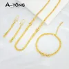 Ayong Arab Elegant Gold Color Necklace Set 21k Copper Gold Plated Muslim Islamiska pärlsmycken Dubai Womens Luxury Daily Wear 240412