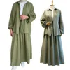 Ubranie etniczne muzułmańskie islamskie dwa sztuki garnitury Spring Kobiety Koszule z długim rękawem Topy Sperts Dubai Party Abaya Dress S-2xl