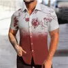 Mäns casual skjortor 2024 Ny herrskjorta Hawaiian tryckt kortärmad topp vänd krage sommar 3d 24416