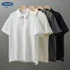 Polos męski en American 300G dzianinowy pasek koszulka Polo krótkie rękawowe letnie pół zip flip kołnierz Premium T-shirt