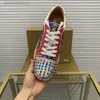 top quality mens stylish studded shoes handcrafted real leather designer rock style unisex red soles shoes luxury fashion womens diamond encrusted casual shoe 0013