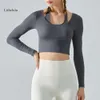 T Lu Align Women Piece Two Shirts Yoga Long Sleeve Halter Neck Tops Sports Gym Bra Fiess Tight Tee ops ight ee Lemon Gym Running Worko