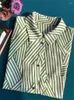 Frauenblusen Birdtree Revers Kurzarm Streifen 17mm reines echtes Seidenhemd für Frauen elegante Modebluse 2024 Spring Top T41570Qm