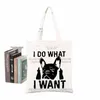 Frenchie Anatomy of French Bulldog Kawaii Animal Canvas Shop Borse Borse GroCery Borse Tote V13V#