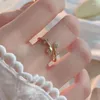 Clusterringe Goldfarbe Romantische süße Tulpe Blume Zirkon Öffnen verstellbarer Fingerring für Frauen Mode süße elegante Partyschmuckgeschenk