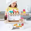 I bambini fingono di giocare al cibo per impilare giocattoli carrello di gelato in legno per il giocattolo educativo per bambini per bambini