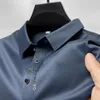 Ice Silk Borduurwerk Polo Shirt Summer Rapel Elasticiteit T-shirt Koreaanse mode Korte Mouw Business Casual Men Clothing 240416