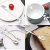 Spoons Dessert Spoon Fork Set 20 Pcs 4.7 Inch Cake Coffee Creative Silver Leaf Fruit (10 10 Fork)