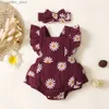 Rompers baby baby meisje romper kleren ruches mouwloze pasgeboren bodysuit met hoofdband zomer jumpsuit mode peuter outfit suit l410