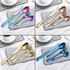 Spoons 10sets 1010 Tableware Set Black Gold Plated Stainless Steel Knife And Fork Creative Color Western Steak Spoon