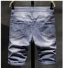 Mens Denim Chino Fashion Shorts Washed Denim Boys Skinny Runway Short Mens Jeans Shorts Homme Destroyed Ripped Jeans Plus Size 240403