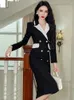 Casual Dresses Fashion Lady Work Style Business Formell Occasion Pencil Dress Women kläder Elegant Office Commute Classic Slim Wrap Hip Hip