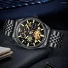 Нарученные часы бычья голова Time Tourbillon Mechanical Skeleton Watch для мужчин Автоматическое мужчина