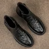 أحذية جلدية أصلية الرجال كاحل سوبر دافئ الثلج لصوف الأحذية الشتوية نمط التمساح غير رسمي