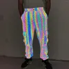 Pantalon masculin 2024 Modèle géométrique Salopes réfléchissantes colorées