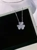 Designer Van Clover Necklace 925 Sterling Silver Plated 18K Gold Diamond Inlaid Clover Pendant med tre kronblad fulla av klubbkedja