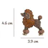 Broches Puppy Rhinestone Brooch Poodle Poodle Dog Lindo Pan de solapa para abrigos Bufanda de chal Joya de joyas