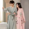 Pamas de túnica de ducha 100% algodón para parejas para parejas caricaturas casuales de bata de baño estampados hombres primavera verano suave kimono transpirable kimono