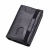 CIZI RFID MEN MEN Wallets Klassische Kartenhalter Walet Männliche Geldbörse Mey Wallet Reißverschluss große Marke Luxus schwarzer Leder Männer Brieftasche M12A#