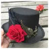 Bérets Fashion Steampunk Top Hat With Rose for Women Dance Party Cosplay Taille 57cm