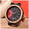 Armbandsur mäns färgglada träklockor Analog kvartsdatum Display Wood Watch Handgjorda Luxury Casual Wristwatch med gåvor Box för män