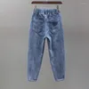 Jeans femminile alto in vita per donne 2024 primavera autunno pantaloni harem a gamba casual a gamba sottile lungo la caviglia in denim