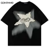 Hommes surdimensionnés T-shirt star épissant des tshirts de streetwear harajuku man mode.