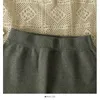 Jupes automne hiver skinny tricot jupe femme crayon mode femelle vintage élastique haute taille midi décontracté tricoté