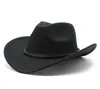 Zimowe kobiety mężczyźni czarne wełny fedora kapelusz chapeu western cowboy hat dżentelmen jazz sombrero hombre czapka elegancka lady cowgirl hats 22024438181