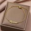 Pulseiras de link letra de aço inoxidável Mama Pingente Chains Fashion Charms Bracelet for Women Jewelry Party Amante da mãe Presentes da mãe