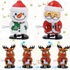 Julserie Windup Jumping Toys Cartoon Santa Claus Elk Snowman Walking Doll Decoration Childrens Party Interactive Props 240408