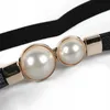 Ceintures de chaîne de taille élégantes doubles perles boucle femme élastique ceintures minces bretelles de fille de fille fille décoration de ceinture