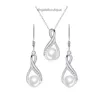 S925 Sterling Silver geometric Freshwater Pearl Earring Necklace Set womens light luxury fashion collarbone chain jewelry