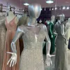 Vestidos de festa Luxo Cristais de prata de prata