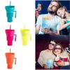 2 In 1 Snack Cups Stadium Snack And Drink Cup Straw Splash Proof Popcorns Cup Portable For Travel Theater Cinema Home
