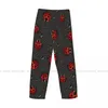 Vêtements de sommeil pour hommes pantalons de sommeil lâches pyjamas coccinelles rouges avec des gouttes d'eau longs bottons de salon