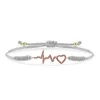 Charm Bracelets Red Cubic Zirconia Stones Heartbeat With Love Heart Macrame Bracelet Women 2024 Fashion CZ Crystal Lover Jewelry