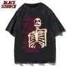 T-shirts à manches courtes T-shirts surdimensionnés Vintage Graphic Tee Shirt Cotton Skll Imprimez Gothic Hip Hop Tshirts Harajuku Squelette Tops 3xl 240416