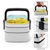 Dinnerware Spring Time-Blooming Rapeseed Flowers Double Layer Bento Box Salad Portable Picnic Rape Seed Canola